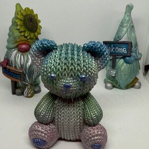 Unique Resin Colorful “Knit-Textured” Bear Figurine